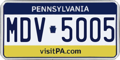 PA license plate MDV5005