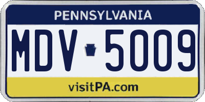 PA license plate MDV5009
