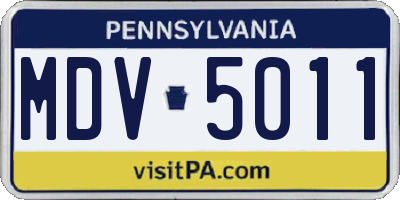 PA license plate MDV5011