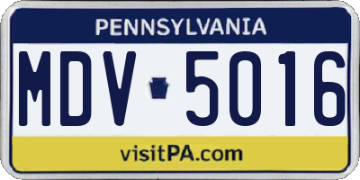 PA license plate MDV5016