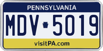 PA license plate MDV5019