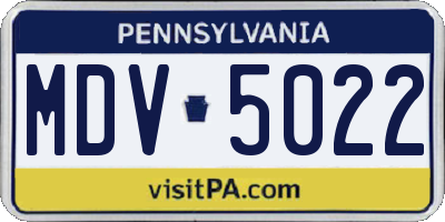 PA license plate MDV5022