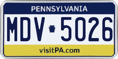 PA license plate MDV5026