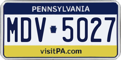 PA license plate MDV5027