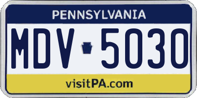 PA license plate MDV5030