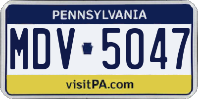 PA license plate MDV5047