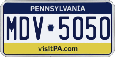 PA license plate MDV5050