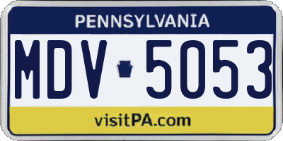 PA license plate MDV5053