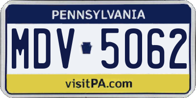 PA license plate MDV5062