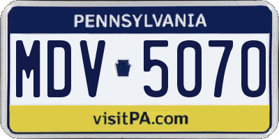 PA license plate MDV5070