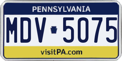 PA license plate MDV5075