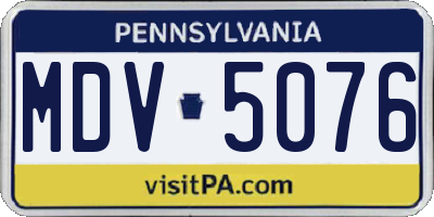 PA license plate MDV5076