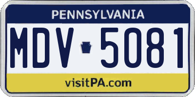 PA license plate MDV5081