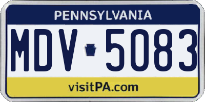 PA license plate MDV5083