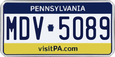 PA license plate MDV5089
