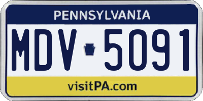 PA license plate MDV5091