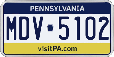 PA license plate MDV5102