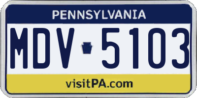PA license plate MDV5103