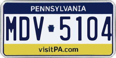 PA license plate MDV5104