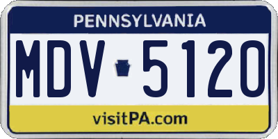 PA license plate MDV5120