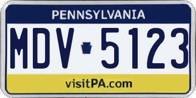 PA license plate MDV5123