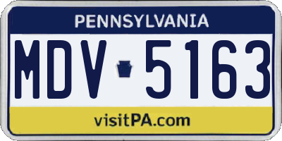 PA license plate MDV5163