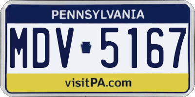 PA license plate MDV5167