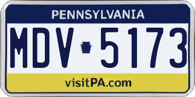 PA license plate MDV5173