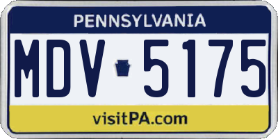 PA license plate MDV5175