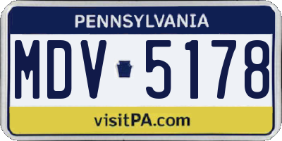 PA license plate MDV5178