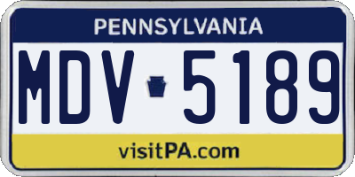 PA license plate MDV5189
