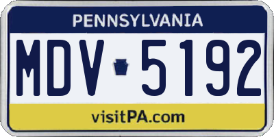 PA license plate MDV5192