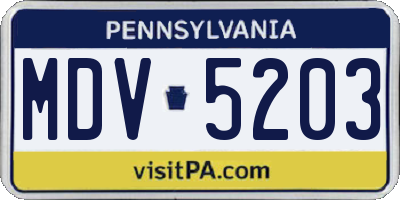 PA license plate MDV5203