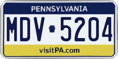 PA license plate MDV5204