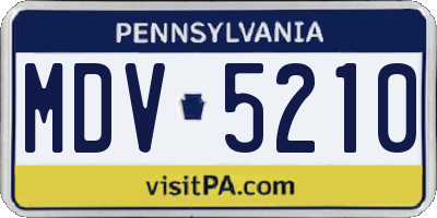 PA license plate MDV5210