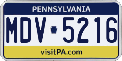 PA license plate MDV5216