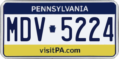 PA license plate MDV5224