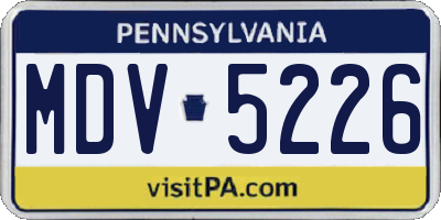 PA license plate MDV5226