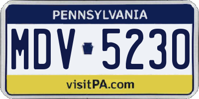 PA license plate MDV5230