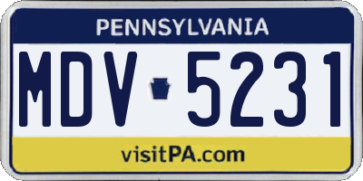 PA license plate MDV5231