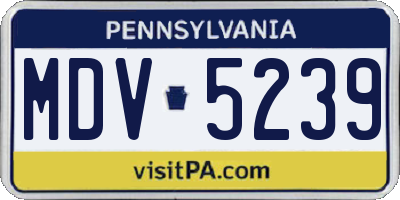 PA license plate MDV5239
