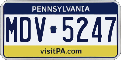 PA license plate MDV5247