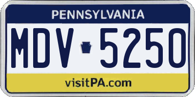 PA license plate MDV5250