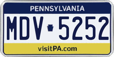 PA license plate MDV5252
