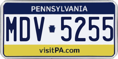 PA license plate MDV5255