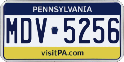 PA license plate MDV5256