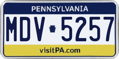 PA license plate MDV5257