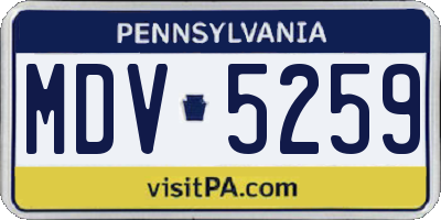 PA license plate MDV5259