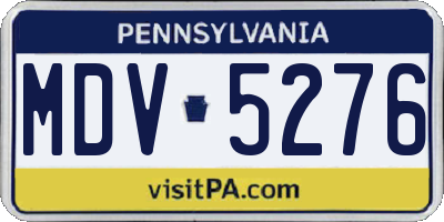 PA license plate MDV5276