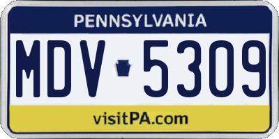 PA license plate MDV5309